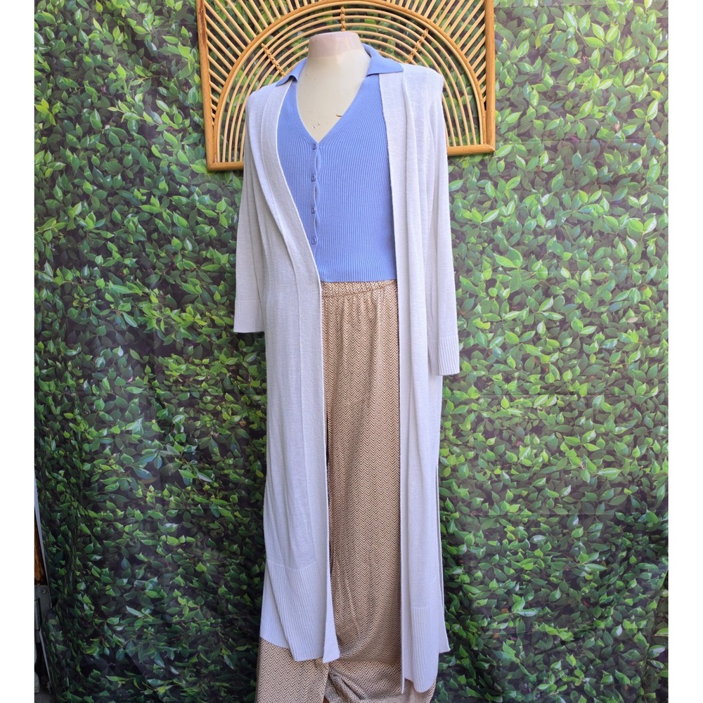 Banana Republic White Ramie Rayon Open Front Duster Cardigan Sweater Mens M